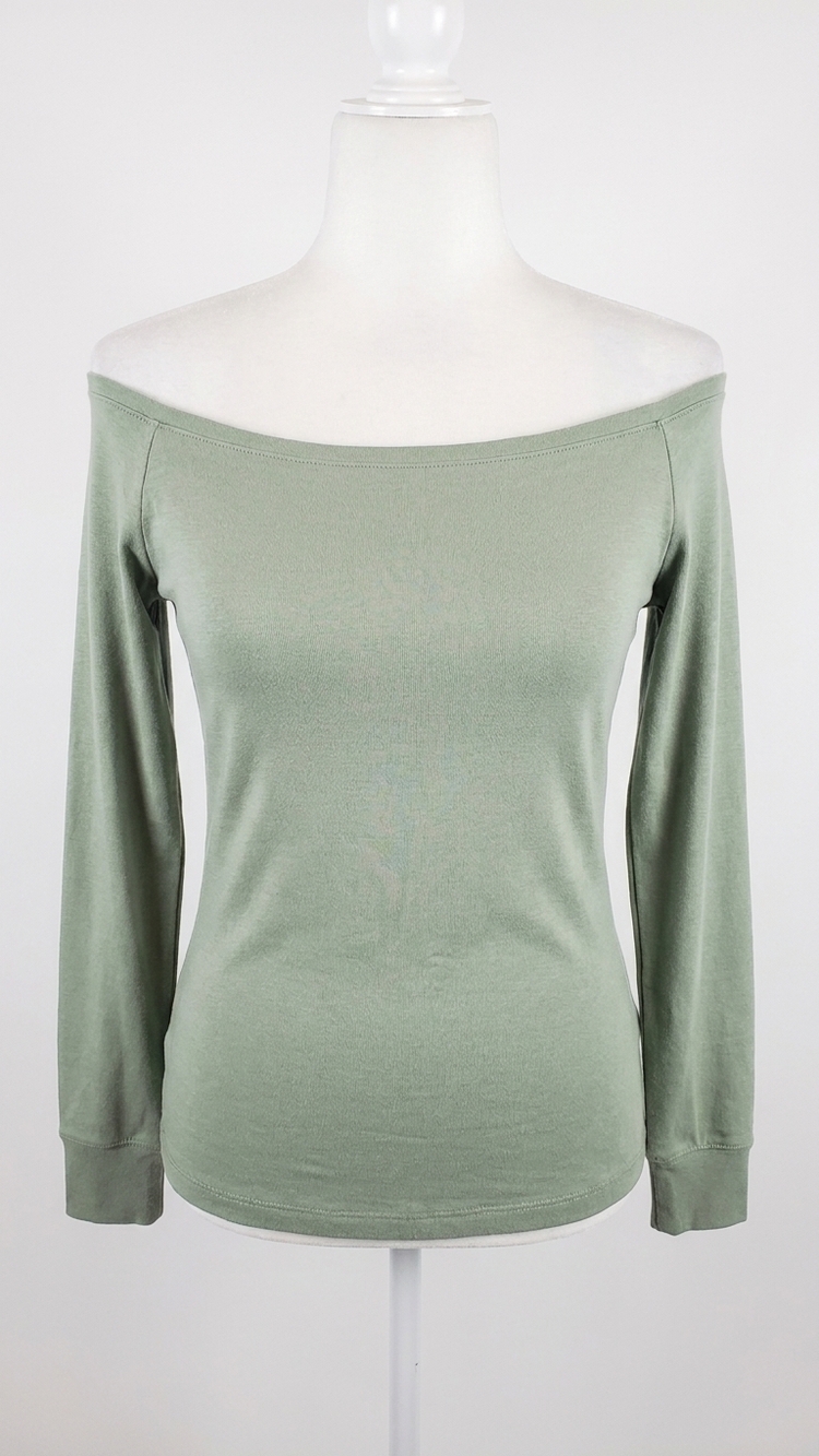 NEW BOBI off the shoulder long sleeve top in juniper